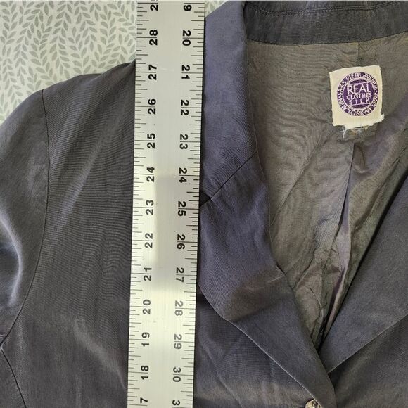 SAKS FIFTH AVENUE Real Clothes Silk Navy Blue Blazer Light-weight Suit Jacket - Picture 11 of 12